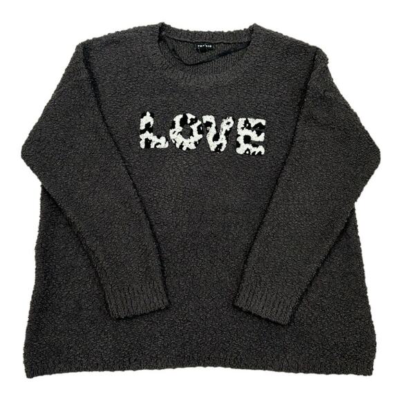 Torrid Love Sweater Womens 2X Gray Nubby Texture Embroidered Drop Shoulder Cozy - Picture 11 of 11